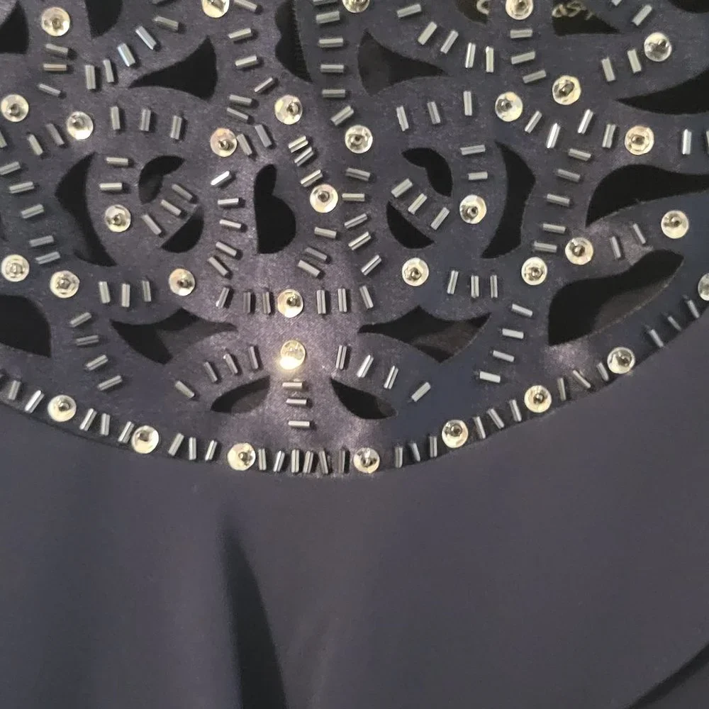 SL FASHIONS NAVY BLUE MISSY FLAPPER STYLE COCKTAIL DRESS-NWT - Picture 6 of 10